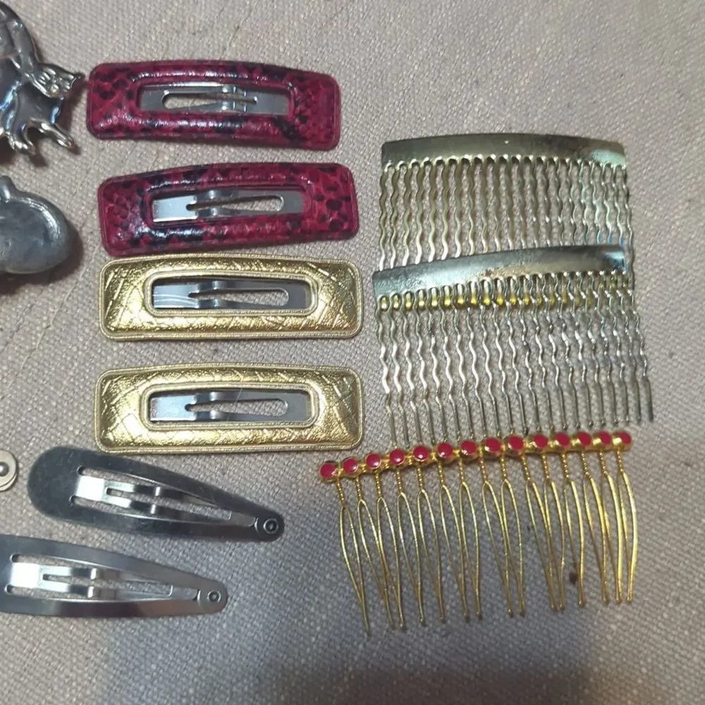 Vtg 80s 90s lot hair accessories hair combs clips barrettes &‎ combs